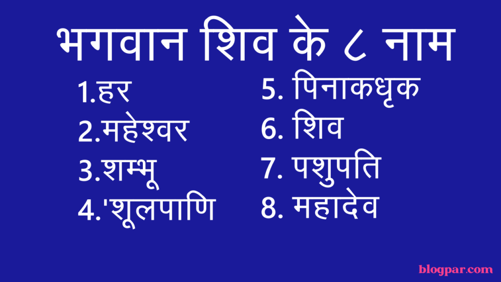 parthiv shivling vidhi,shiva 8 names in hindi